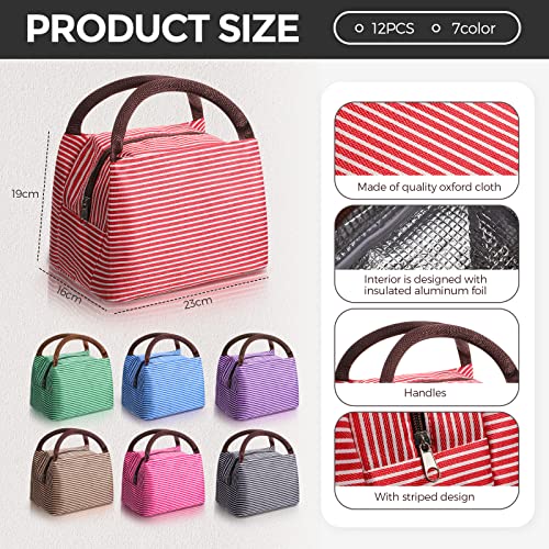 Nuogo 12 Pieces Insulated Lunch Bag Reusable Lunch Box Thermal Lunch Bag Soft Liner Lunch Bags Leakproof Tote Bag For Women Men Office Work School Picnic Beach Fishing #TOP1