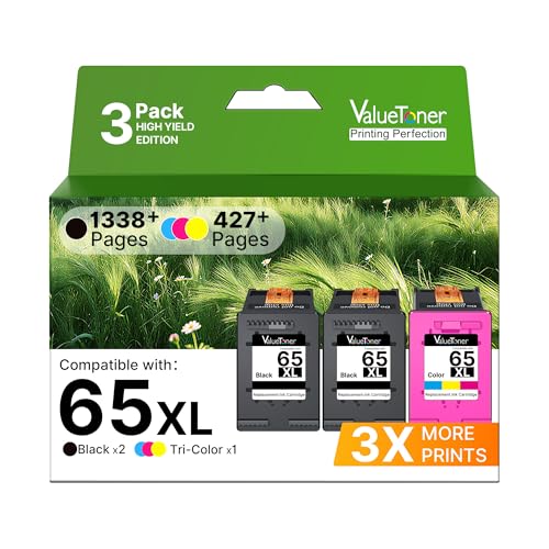 Image of 3-Pack 65 Ink for HP 65XL for HP 65 Ink Cartridges Black /Color Combo Pack