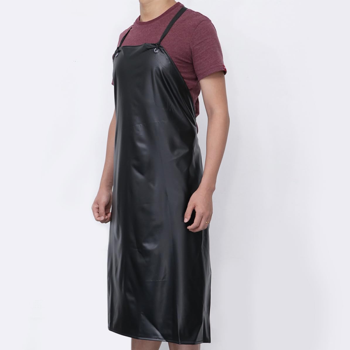 Operitacx 6 Piezas Delantal Industrial Unisex de Pvc Negro, y Antigrasa