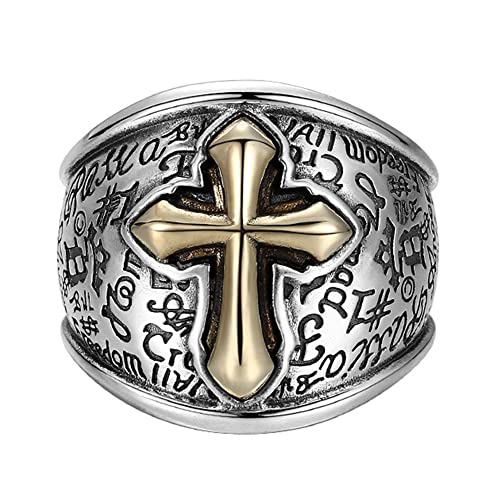 Bague motif croix homme argent S925 anneau ouvert sans erreur taille