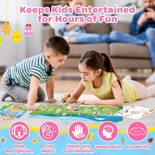image for Officygnet 2 Sets Easter Reusable Sticker Books for Kids, Activity Boo
