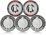 5 Pieces Armor of God Gold Plated Challenge Coins Prayer Commemorative Collector Coins(Ancient Silver)
