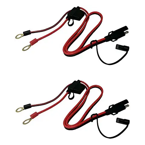 Tetra-Teknica MotoBasics Series RHS-01 12V Ring Terminal Harness with Black Fused 2-Pin Quick Disconnect Plug, 2 Feet, 16 Gauge Copper Wire, 10A Fuse, 2 Per Pack Cover