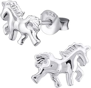 Kids Pendientes para niña Caballo semental Brillante Plata de ley 925