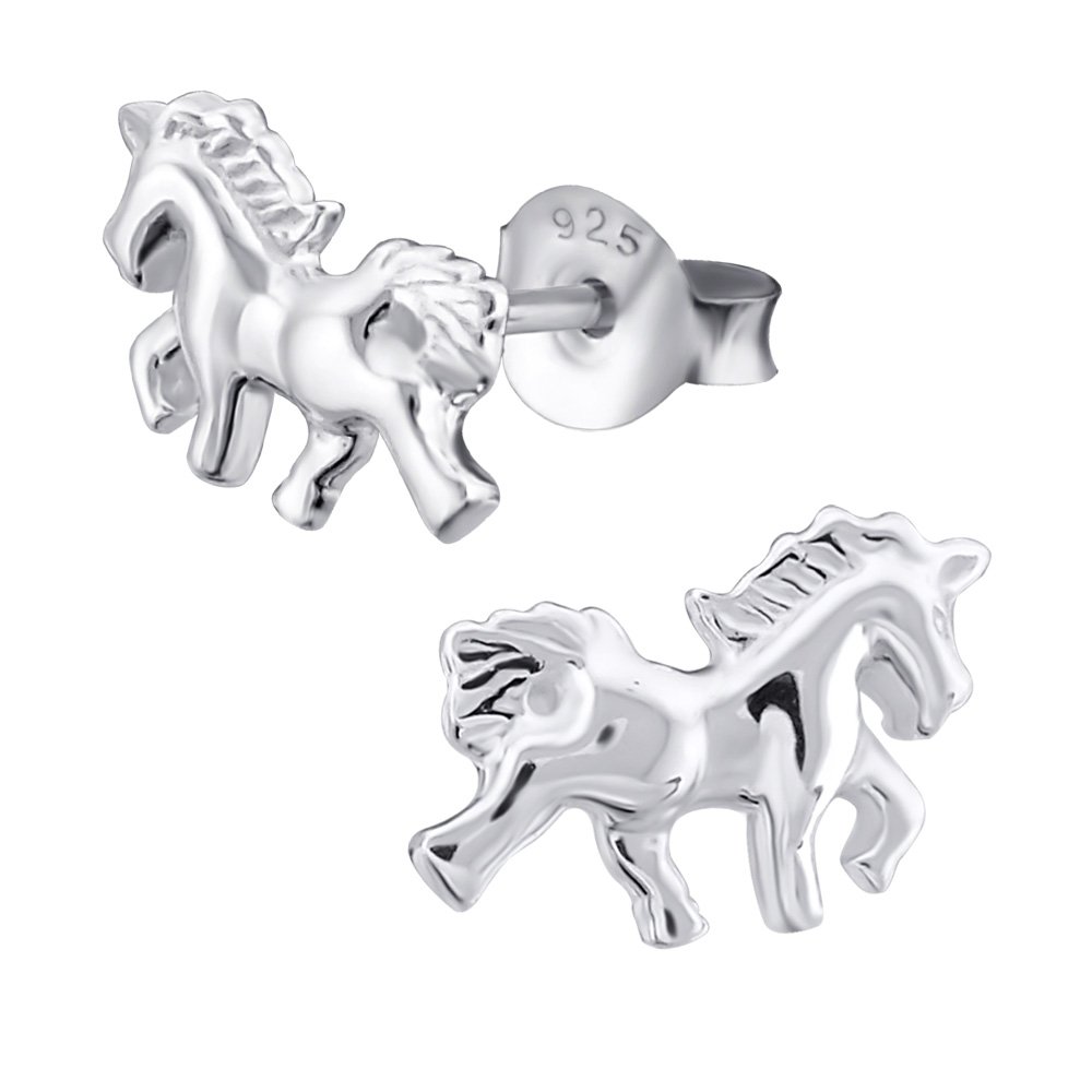 Laimons Mädchen Ohrstecker Nilpferd – Sterling Silber 925, Emailliert, Mit Silikonverschluss