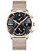 Produktbild Herren Schwarz Chronograph Uhren Herren wasserdicht Kleid Fashion Datum Kalender Edelstahl Mesh Armbanduhr Gents Multifunktional Casual Design-Analog Quarz Armbanduhr für Herren Ros