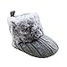 Weixinbuy Baby Girls Knit Soft Fur Winter Warm Snow Boots Crib Shoes (S(0-6 months), Grey)