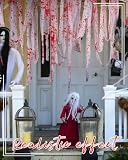 UYRVAPE Krwawa gaza, krwawa zasłona na drzwi dekoracja na Halloween rekwizyty krwawe tkaniny pasek z bandażem krwią rolka do nawiedzonego domu, patio, ogrodu