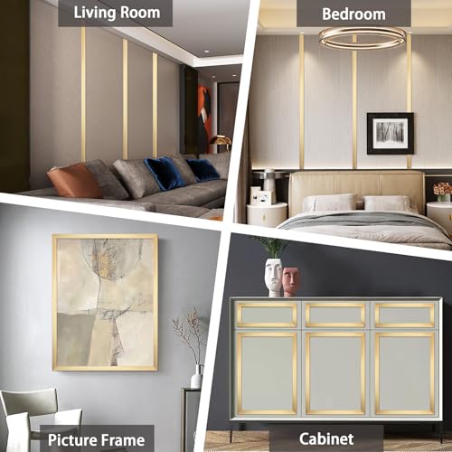 Peel and Stick Metal Finish Molding Trim, Stainless Steel Strip for Wall, Mirror Frame, Fireplace and Craft Decoration (Brushed Gold, 19.7 ft x 0.6 in) - Image 5
