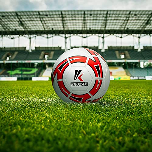 Kruzak Hand Stitched Official Size 5 Soccer Ball | Classic Match Ball For Professional Training | Perfect For Men, Women, Youth, Boys & Girls Soccer Players - Red #TOP7