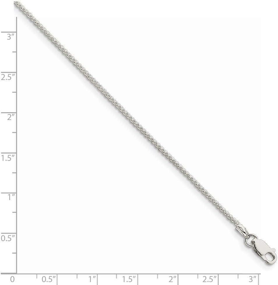 Chain Necklace White Sterling Silver Spiga (Wheat) Round 18 in 1.5 mm