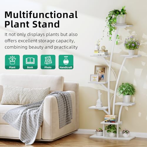 Kalrin 8-Tier 63" Tall Plant Stand Indoor with Grow Lights (White) by Kalrin - Image 6