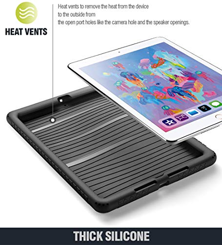 Poetic Turtleskin New Ipad 9.7 Inch 2017/2018 Cover Case With Heavy Duty Protection Silicone And Sound-Amplification Feature For Ipad 9.7 2017 / Ipad 9.7 2018 Black #TOP3