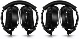 Universal 2 Channel IR Foldable Headphones,Kids Wireless Headphones for Universal Car Entertainment System,Infrared Headset for Car DVD Video (2 Pack)