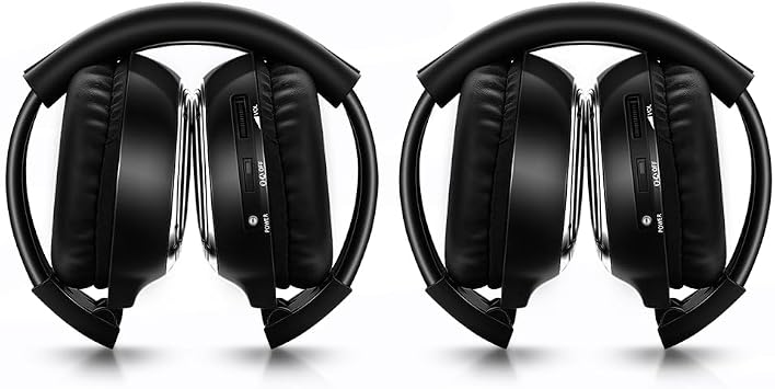 Universal 2 Channel IR Foldable Headphones,Kids Wireless Headphones for Universal Car Entertainment System,Infrared Headset for Car DVD Video 2 Pack