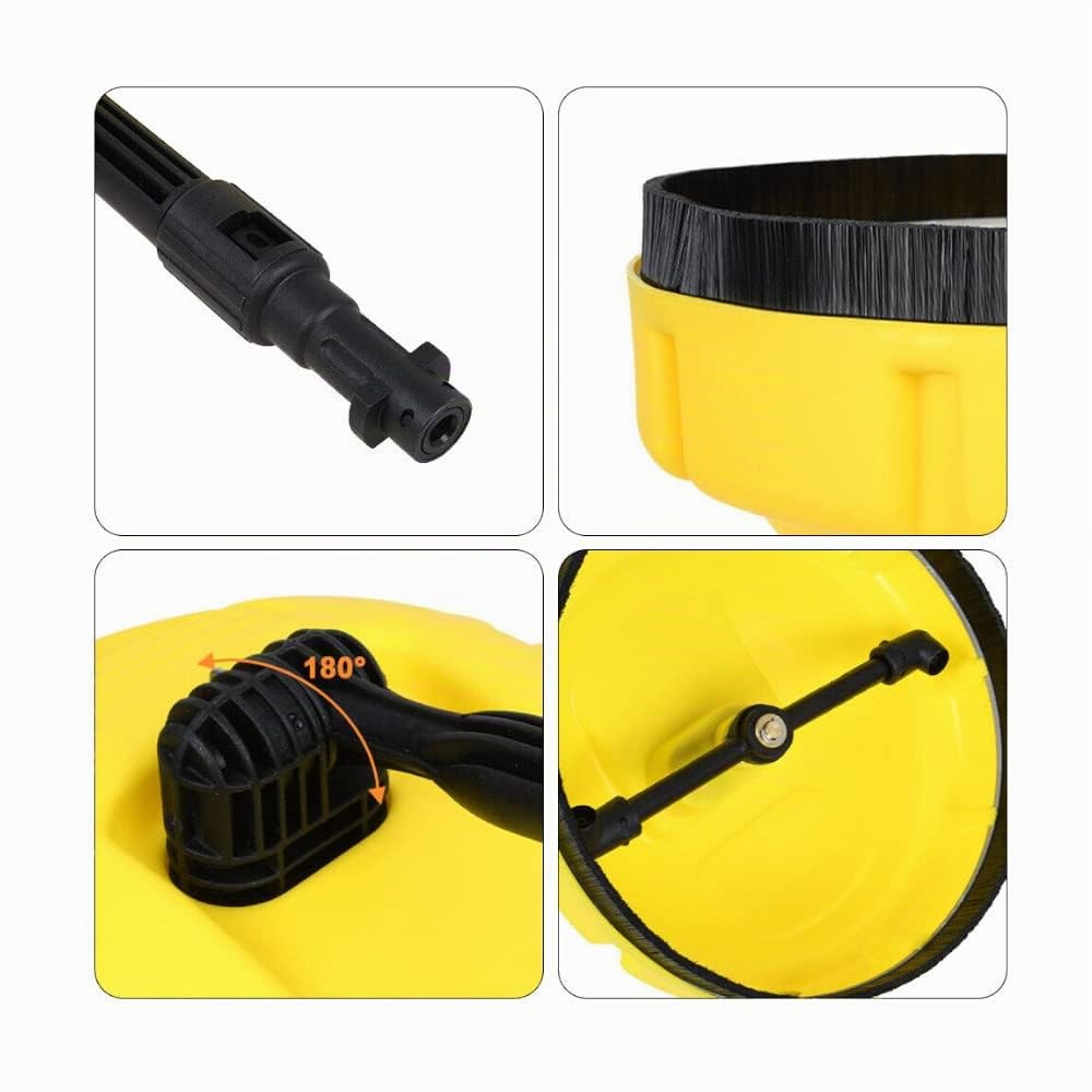 Trade-Shop Nettoyeur de surface/brosse rotative avec lance d'extension pour terrasse, garage, compatible avec les nettoyeurs haute pression Kärcher K2 K3 K4 K5 K6 K7