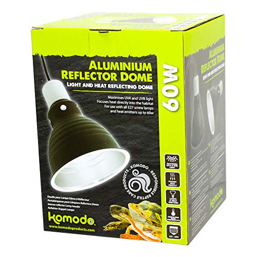 Komodo Aluminium Light and Heat Reflector Dome Highly Reflective for Pet Habitat Tortoise Table Terrarium Vivarium Reptile Enclosure Lighting - 14cm