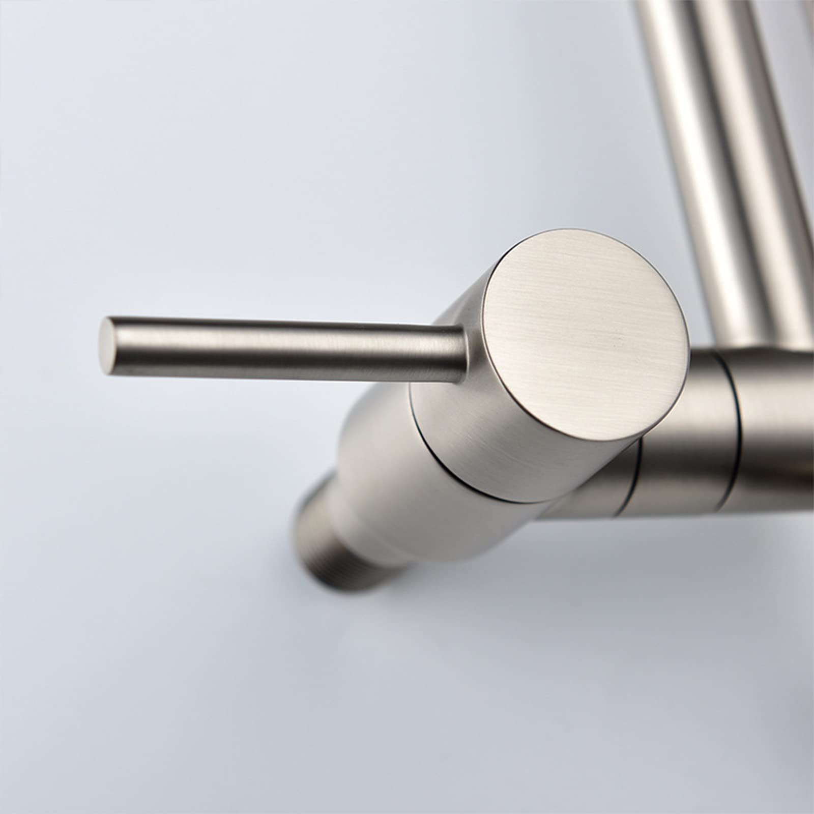 Topffüller-Küchenarmatur aus Messing, faltbar, ausziehbar, wandmontiert, mit Kalt- und Warmwasseranschluss, gebürstetes Nickel