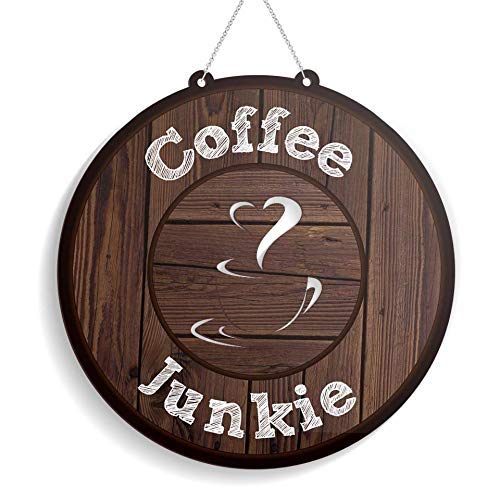 SIGNOOGLE Coffee Junkie Acrylic 3D Board Design For Door Wall hanging Home Office Restaurant Cafe Villa Front Door Decor Outside (multicolored) 8 X 8 inches