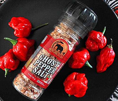 Ghost Pepper Salt Seasoning by African Dream Foods | Spicy Chili Salt with only Natural Hot Ghost Peppers & Sea Salt | Ideal for Meat, Chicken, Seafood | Reusable Grinder, 3.5 oz - Thumbnail 4