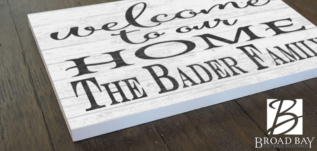 Personalized Welcome Sign Custom Wood Farmhouse Décor for New Home, Anniversary, Wedding, or Couples Gift Idea - Solid Wood - 16.5 x 10.5