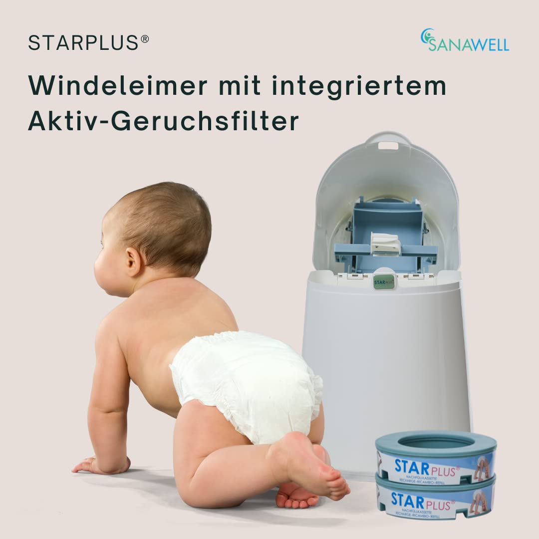 MEDOSAN Windeleimer Nachbestell-Set | 13teilig | geruchsdicht | keimfrei | Fassungsvermögen bis zu 200 Windeln | integrierter Aktiv-Geruchsfilter