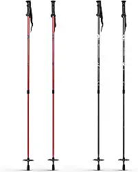 VioraWhite Pacote com 4 bastões de esqui de alumínio para esqui alpino, ajustáveis, preto e vermelho, para adultos, homens e mulheres