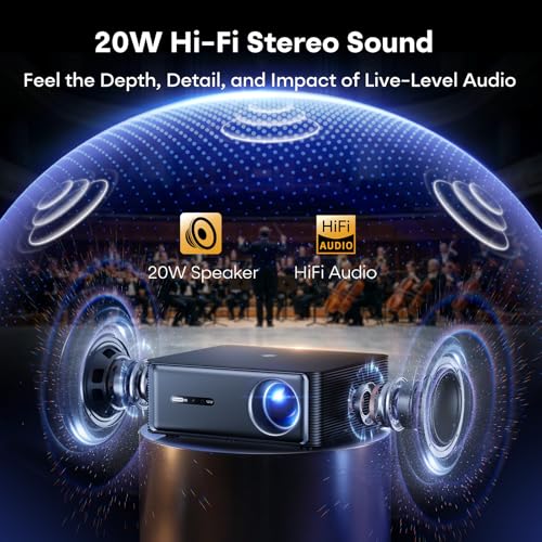 Image of 3000 ANSI Google TV Smart Projector - 4K Projector with WiFi and Bluetooth, 20W HiFi Speakers Outdoor Movie Proyector, Auto Focus & Keystone Projector for Home Theater Indoor