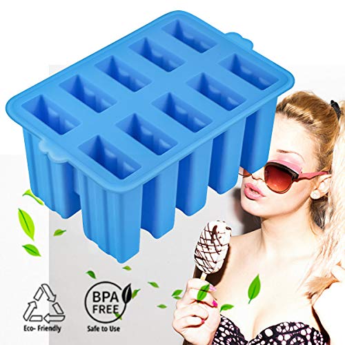 Homemade Silicone Popsicle Molds,BPA Free Popcylce Molds,Reusable Popsicle Mold for Kids,Ice Cream Mold,Ice Pop Molds Maker with 50 Popsicles Sticks,50 Popsicle Bags,Cleansing Brush,Funnel ( Blue)