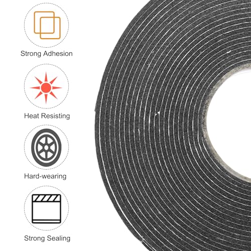 Image of uxcell 3pcs Rolls Double Sided Foam Tape Removeable Foam Sponge Mounting Tape Strong Adhesive Tape Strips(Black, 32ft x 1 /4 inch x 1 /8 inch) for Home Paint Wall Hanging Poster Decor