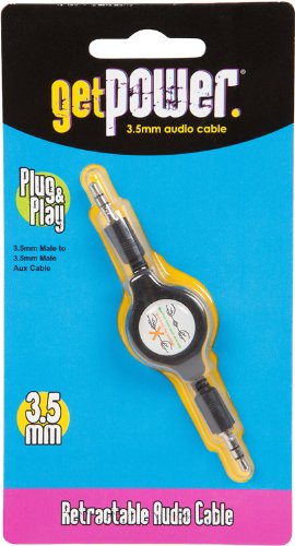 Cable auxiliar retráctil 3.5mm macho a macho 3 pies negro miniatura 2