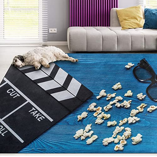 Oueoty Alfombra vintage de tablilla de película para sala de estar, dormitorio, 3 x 5 pies