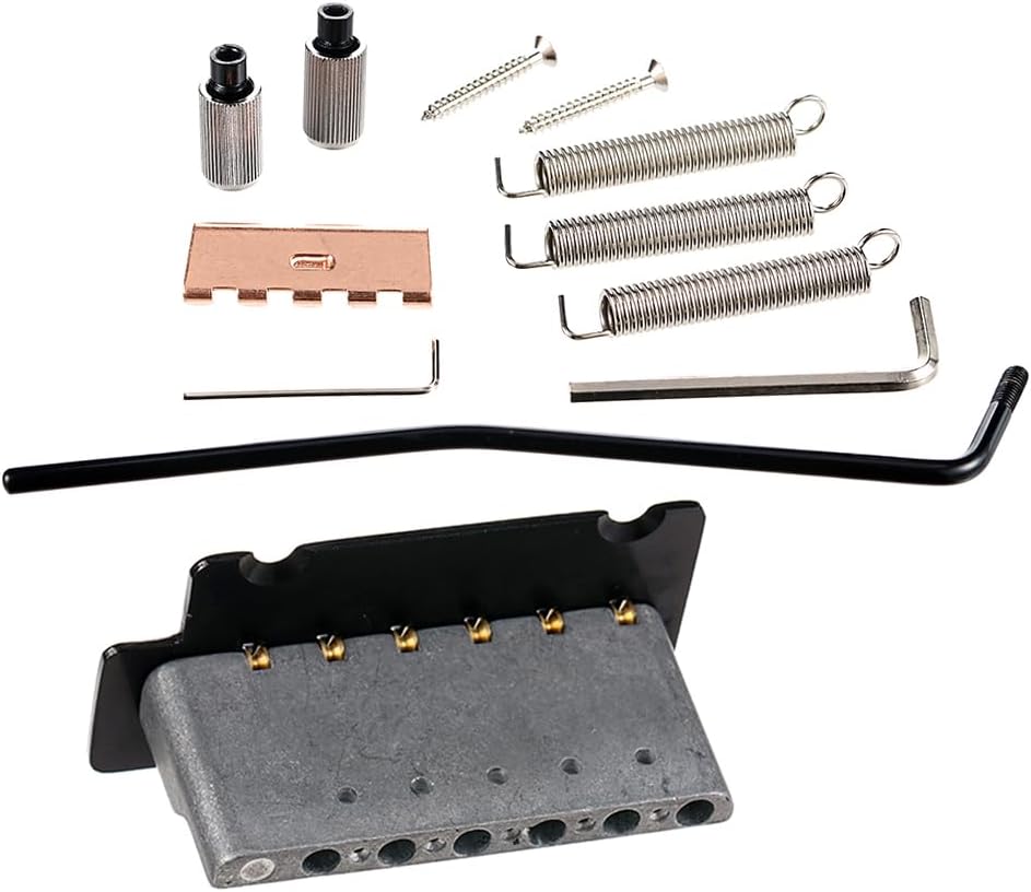 ST Guitar Tremolo Bridge 52.5mm(6 Strings) Spceing Double System Bridge 2-Point for Strat Electric Guitar Replacement Electric Guitar Tremolo Bridge, Chrome
