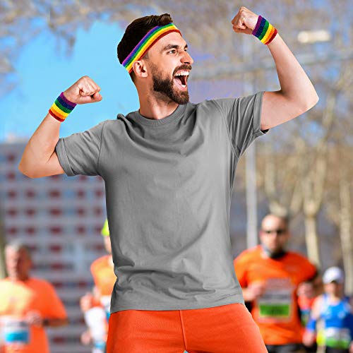 3PC Headband and Sweatband Rainbow Set – Exercise Sport Runs – LGBTQIA2s+ Pride Events – Unisex – One Size- By TRIXES