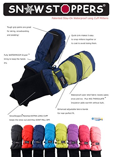 SnowStoppers Kids Waterproof Long Cuff Winter Mittens4