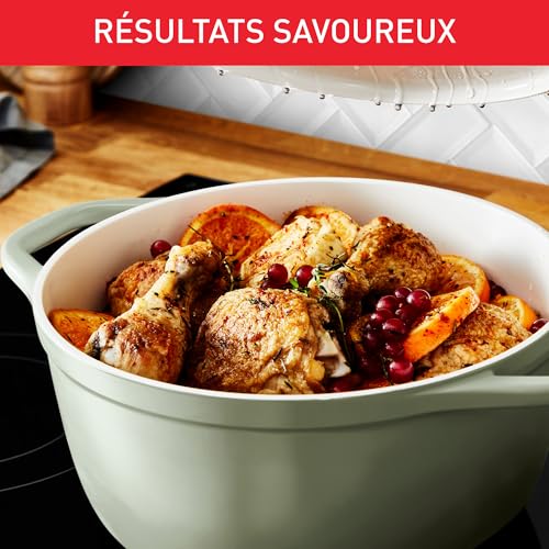 Tefal Cocotte ronde 24 cm AIR SOFT Lichen en fonte d''aluminium induction E2664625 - vue 8