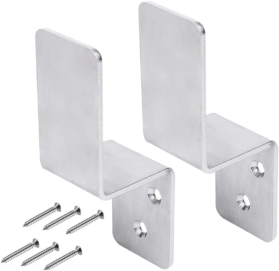 2x4 Door Barricade Brackets (2 pcs) Drop Open Bar Holder Steel Z Bracket for 2 by 4 Lumber as Security Door Reinforcement, Door Jammer, Tool Hanger for Your Home, Barn, Shed, Garage, Gate
