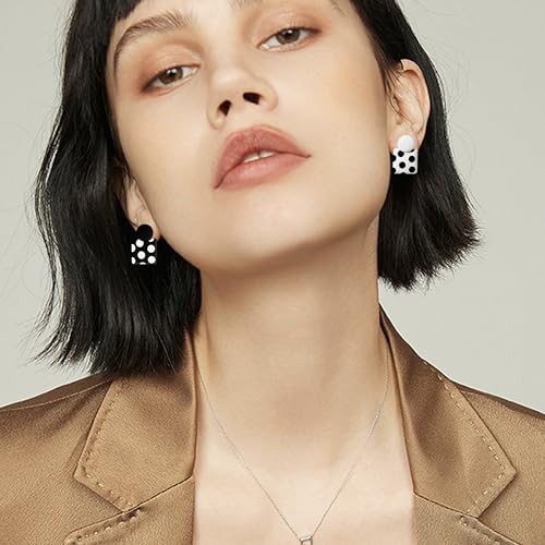 70s 80s Vintage Polka Dot Alloy Square Dangle Drop Earrings Simplicity Geometry Spot Stud Earrings For Women3