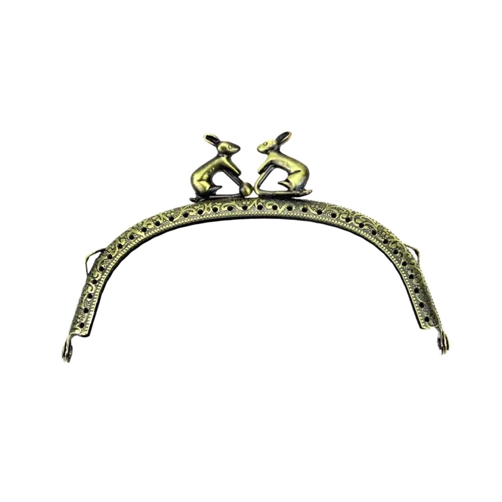 PVUVTNAHW 10Pcs/Lot 12.5cm Embossing Arc Antique Bronze Rabbit Head Metal Purse Frame Kiss Clasp DIY Bag Accessory