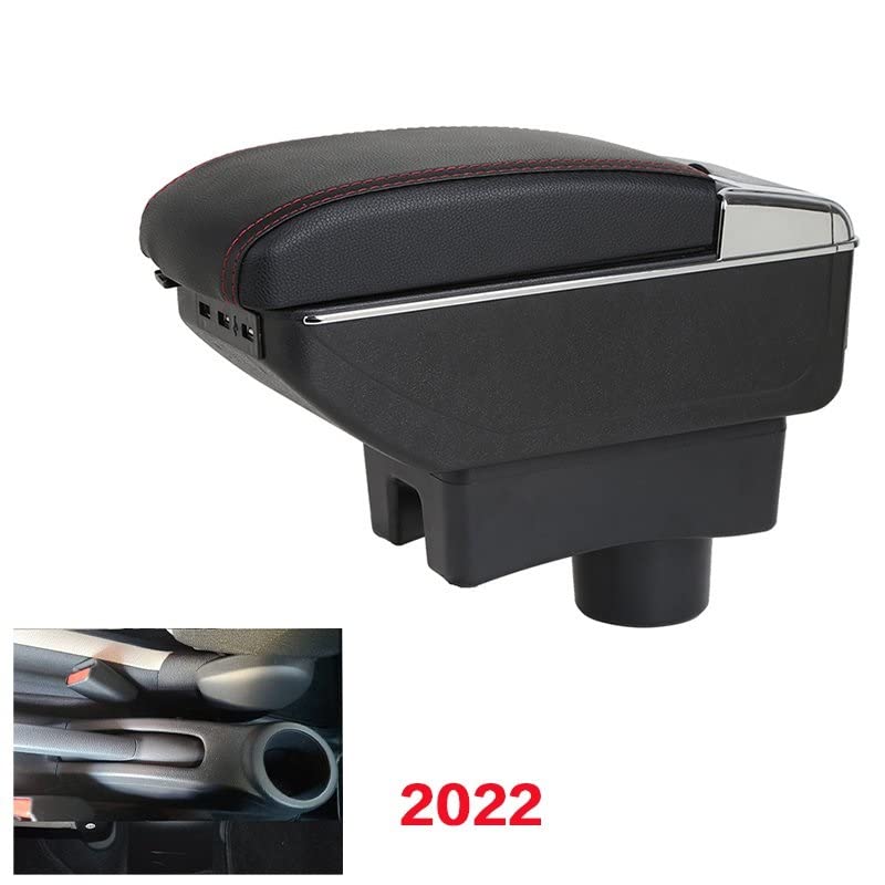 Dubbellaags Armsteun Opbergvak Voor Toyota Aygo X 2022 Middenconsole Opbergvak Met 4 Usb-poort Bekerhouder Accessoires Zwart