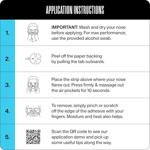 Dream Recovery Second Wind Nasal Strips - Nose Strips for Breathing, Sleep and Athletic Performance - Snore Relief and Congestion Support - Black, Strong, 25 Count
