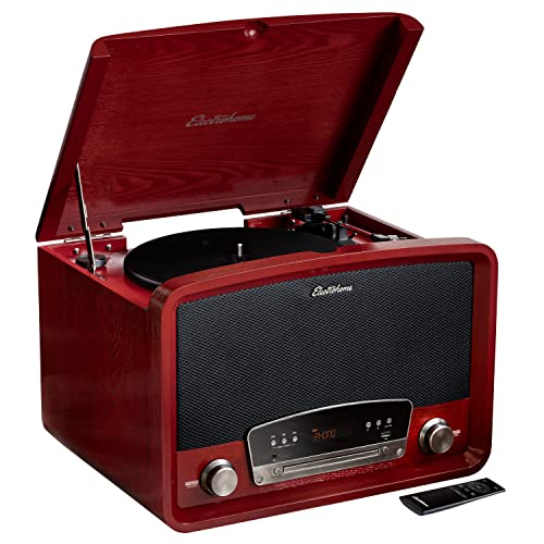 Hottest Sales Electrohome Kingston 7-in-1 Vintage Vinyl Record Player Stereo System with 3-Speed Turntable, Bluetooth, AM/FM Radio, CD, Aux in, RCA/Headphone Out, Vinyl/CD to MP3 Recording & USB Playback (RR75C)