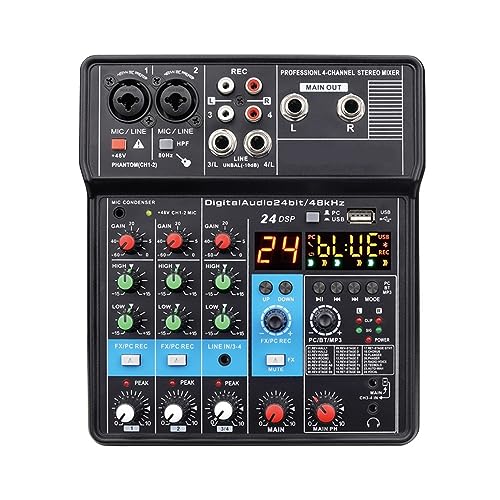 dj controller NA4 Mini mezclador de audio de 4 canales Tarjeta de sonido DJ 16 Efectos digitales...