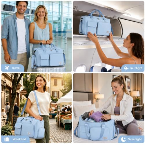 Image of FIORETTO Women's Gym Duffle Bag with Shoes Compartment, 30L Capacity, Ideal for Travel, Gym, Sports, Duffel, Weekender