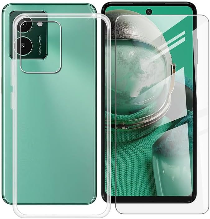 HGJTFANYCase for HMD Pulse Pro (6.56") with 1 X Tempered Glass Screen Protector, Ultra-thin Shockproof Clear Shell, Soft TPU Bumper Phone Cover for HMD Pulse Pro - Clear