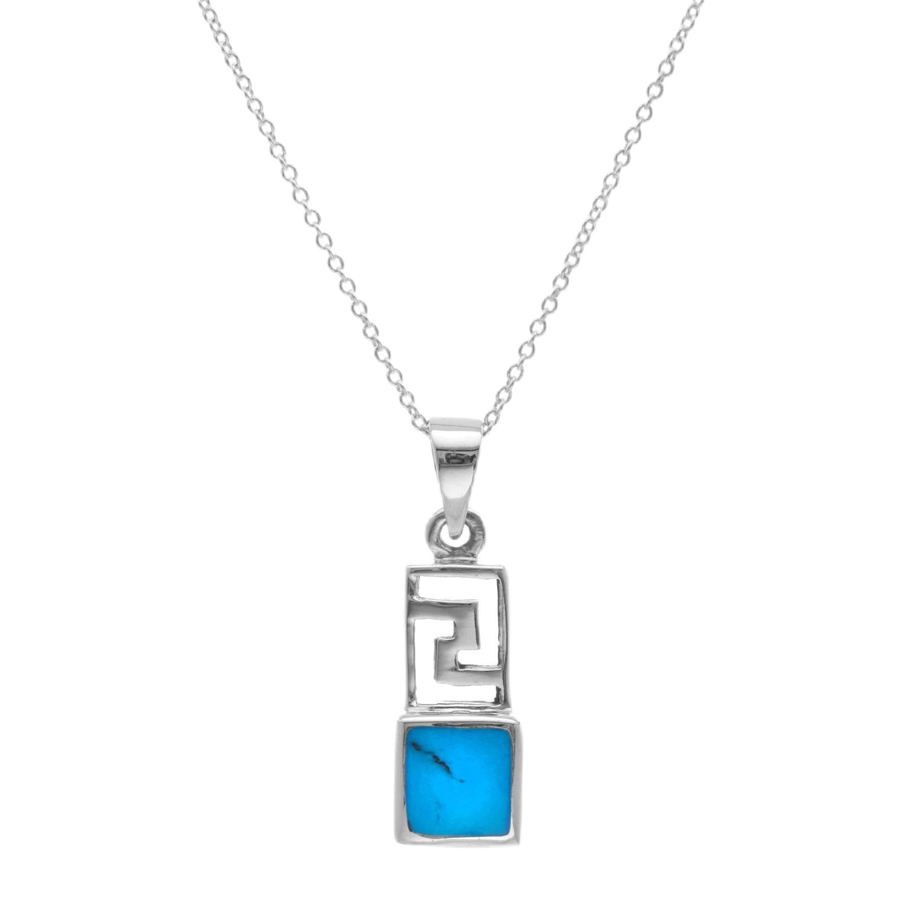 Collier clé grecque en argent 925 et véritable turquoise - 6