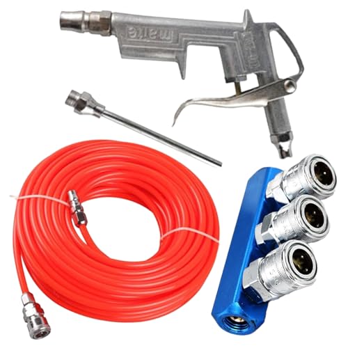 Aquafix エアーホース 3点セット EVA 金属材質 エアーダスターガン セット コンプレッサー ホース ジョイント セット エアホース ダスター ソケット 高耐久 エアブロー 空気圧ツール コンプレッサー用（10m）