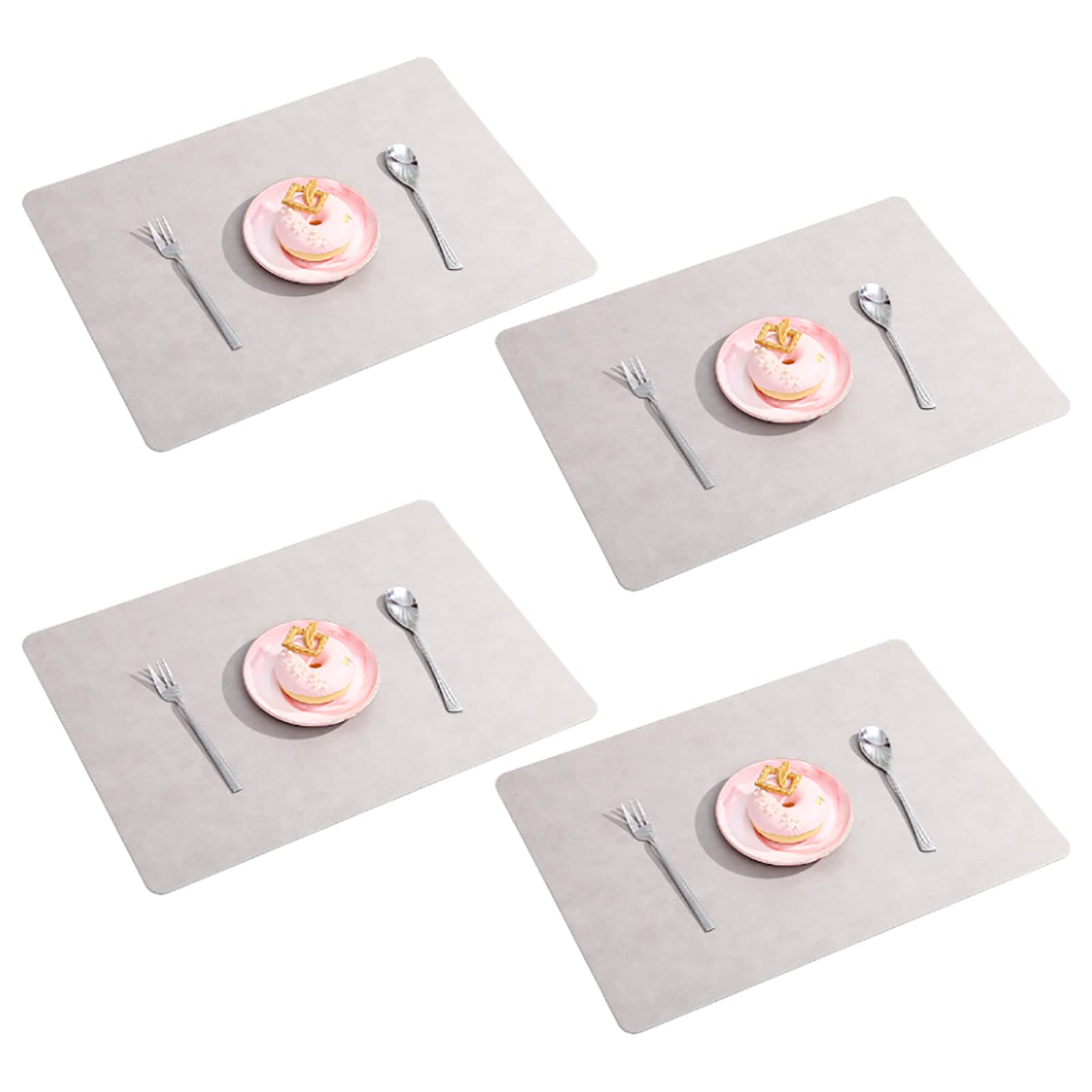 Sets de table anti-tache lavables en PVC gris fini les tables abîmées