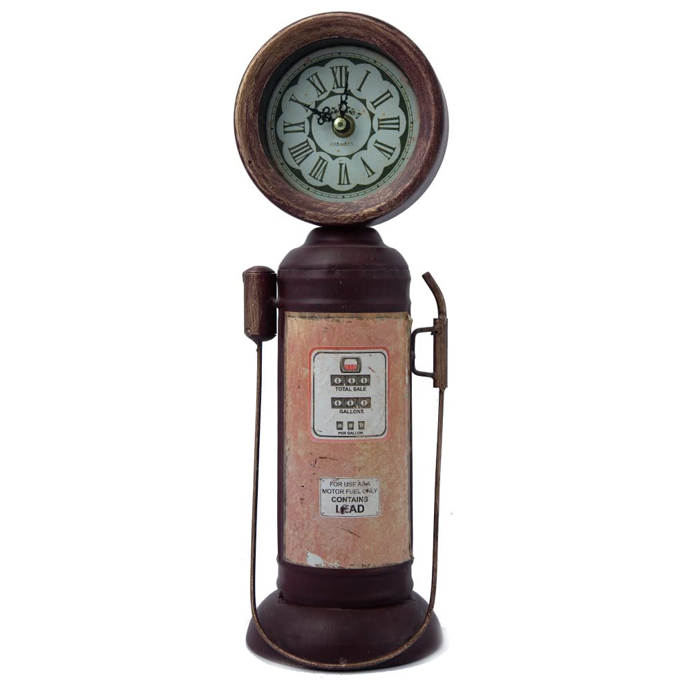 Dubai Decoration - Hometime Metal Clock - Retro Style Petrol Gas Pump