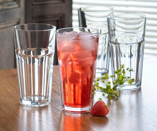Image of 400 ML Highball Glass Set of 2 Large Drinking Glasses Heavy Base Tumblers for Water, Juice and Cocktails, Iced Tea, Milkshake, Coke,Home, Everyday Use-Dishwasher Safe (Tall 400 ML, Set of 2)